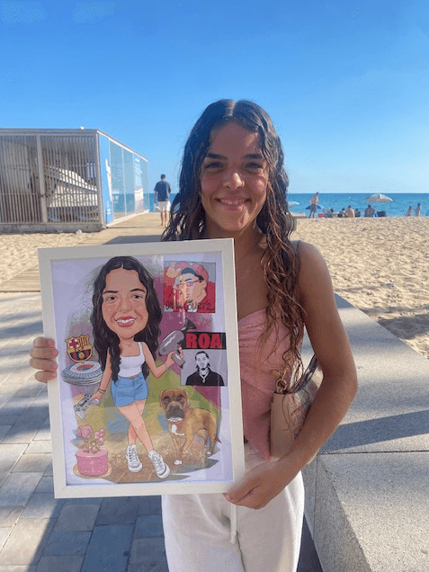 Caricatura com a regal original per 18 anys