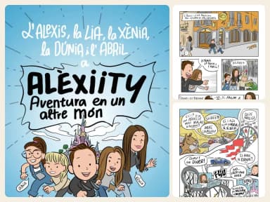 La portada i dues pàgines interiors d’una revista de còmic personalitzada