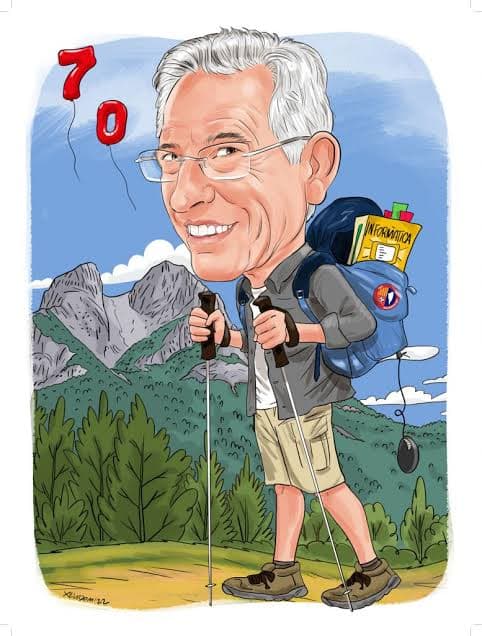 Caricatura home 70 anys