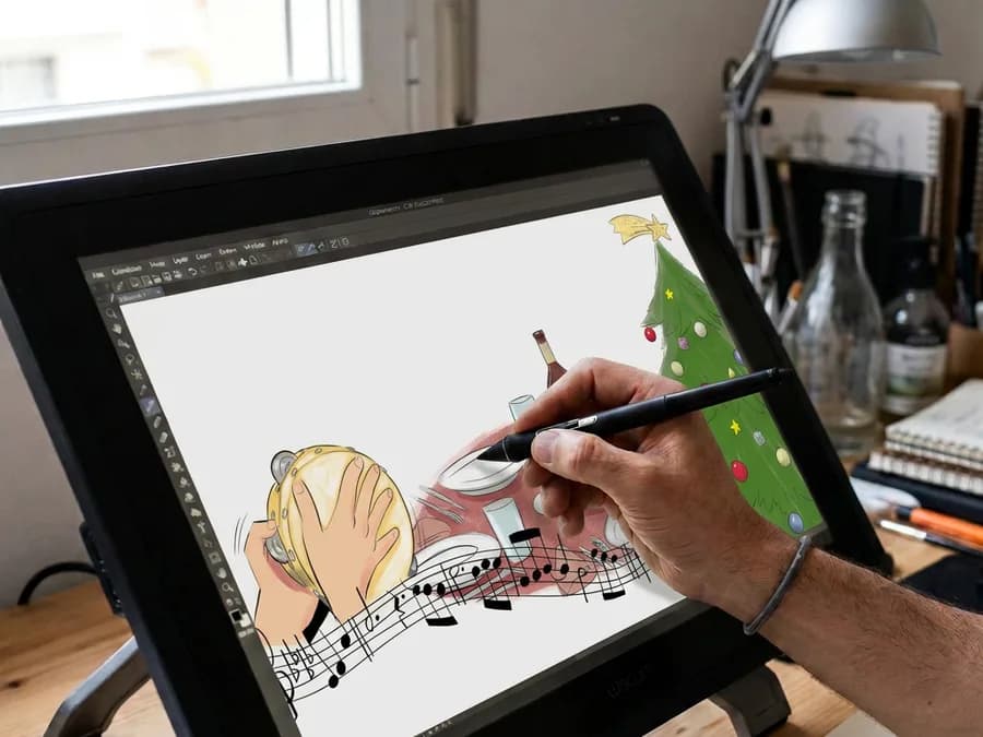 La mateixa làmina, ja pintada de color a la tauleta gràfica