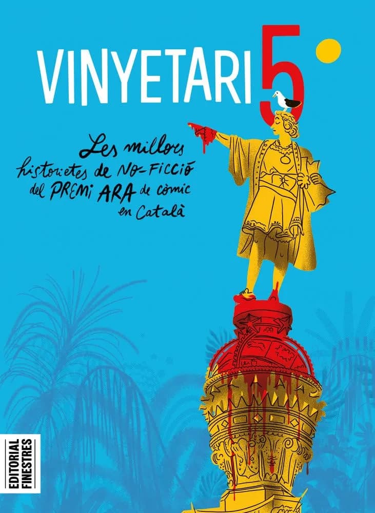 Portada de «Vinyetari 5» (Editorial Finestres), l’antologia de les millors historietes de no-ficció del Premi Ara de còmic en català