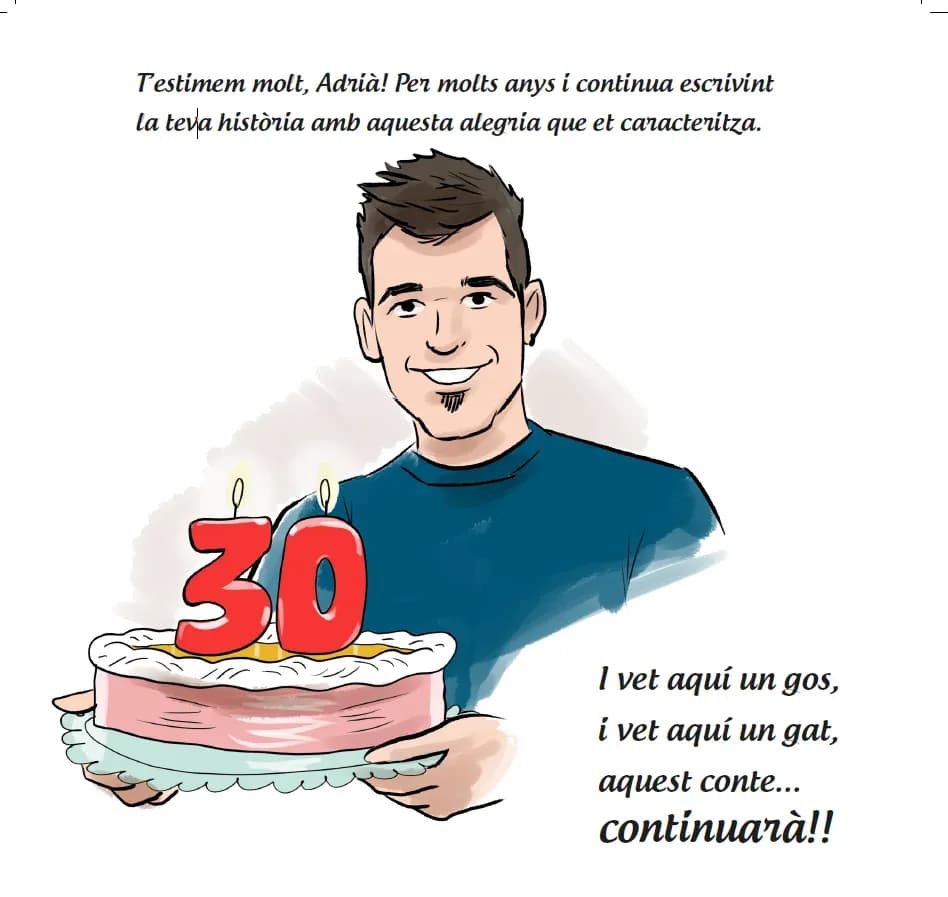 Pàgines interiors d’un conte personalitzat a mida, amb els fons dibuixats des de zero