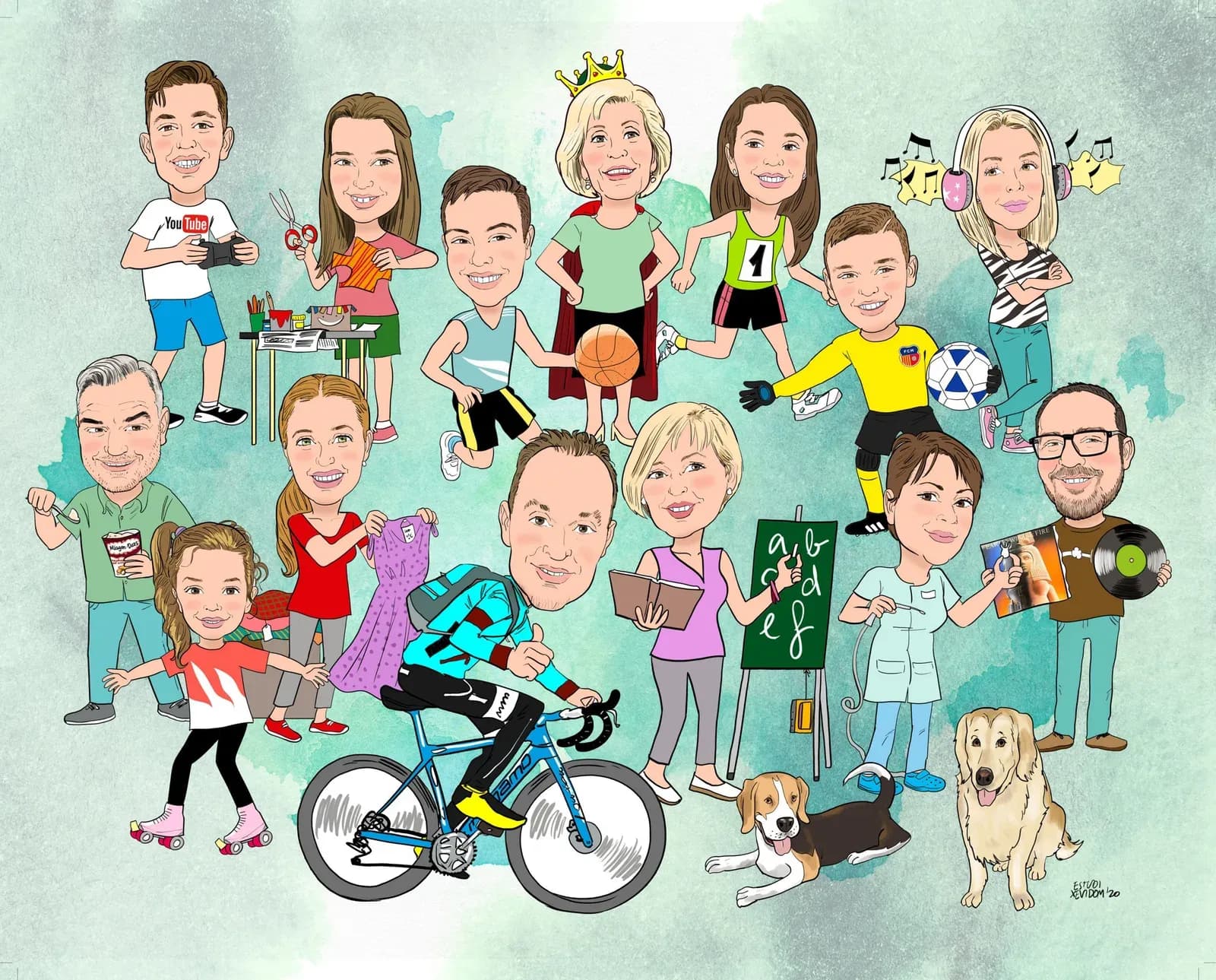 Caricatura de tota una família, regal de Nadal